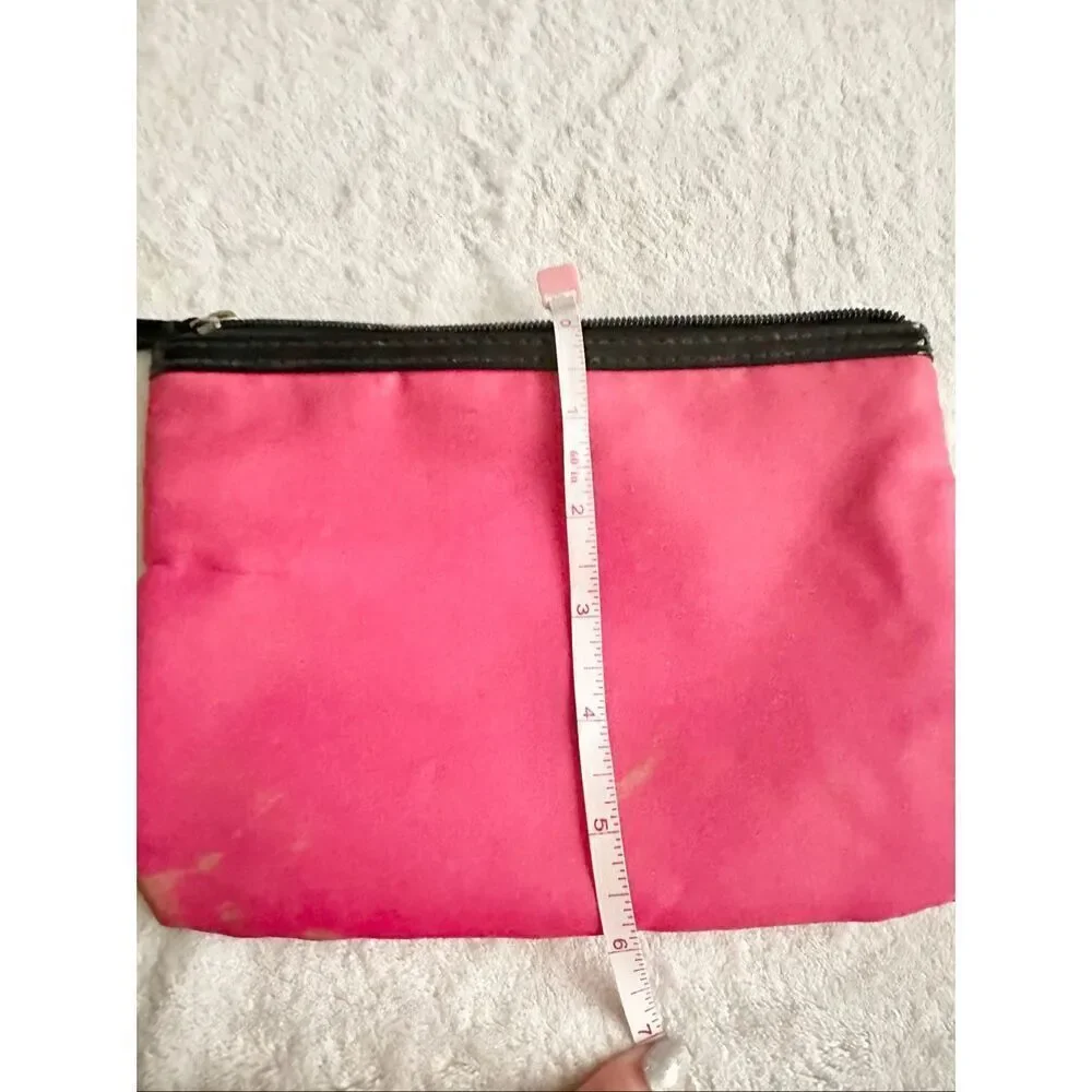 Hot pink and black cosmetic zip up bag 6x8
